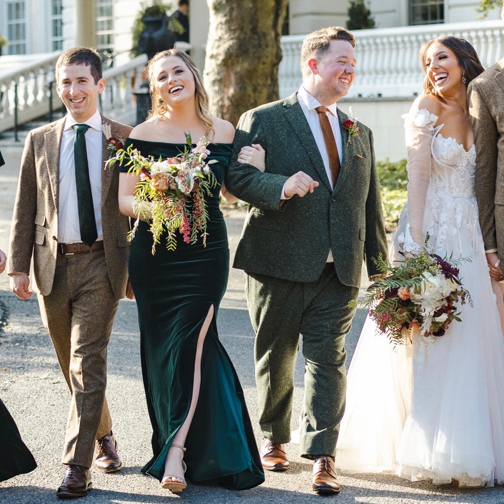 BHLDN Fawn Emerald Velvet Dress, US Size 8
